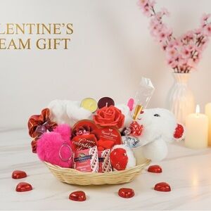 Valentine's Gift Basket with Plush and Treats